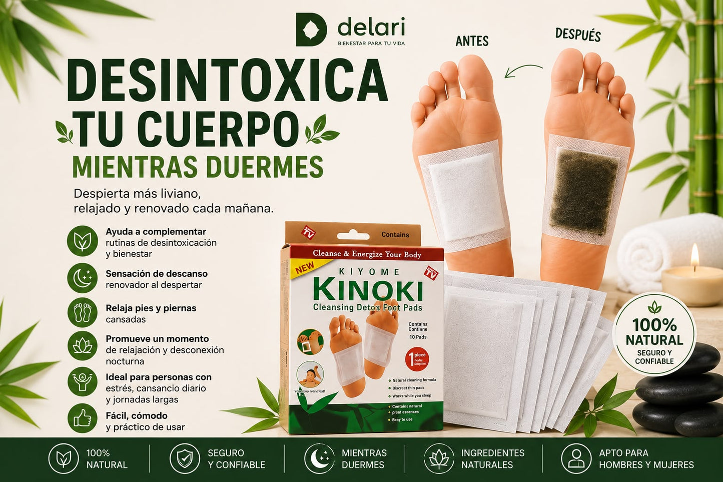 Parches Kinoki Para Pies | Despertá Más Liviano Cada Mañana