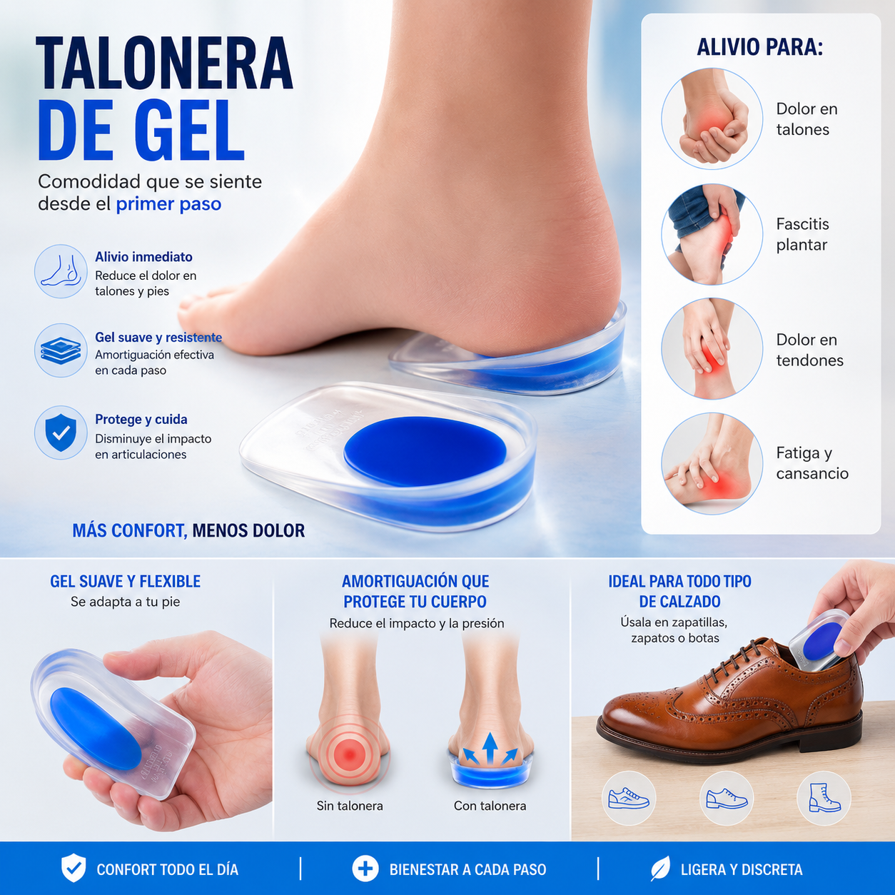 Taloneras con Gel para Aliviar el Dolor